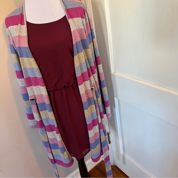Cute Striped Belted Shrug by Indigo Rose Womens Large - Picture 3 of 9
